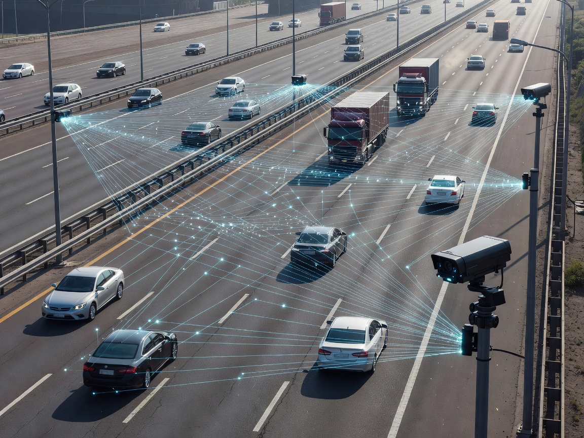 Computer vision overlay analyzing multi-lane urban highway traffic in real time